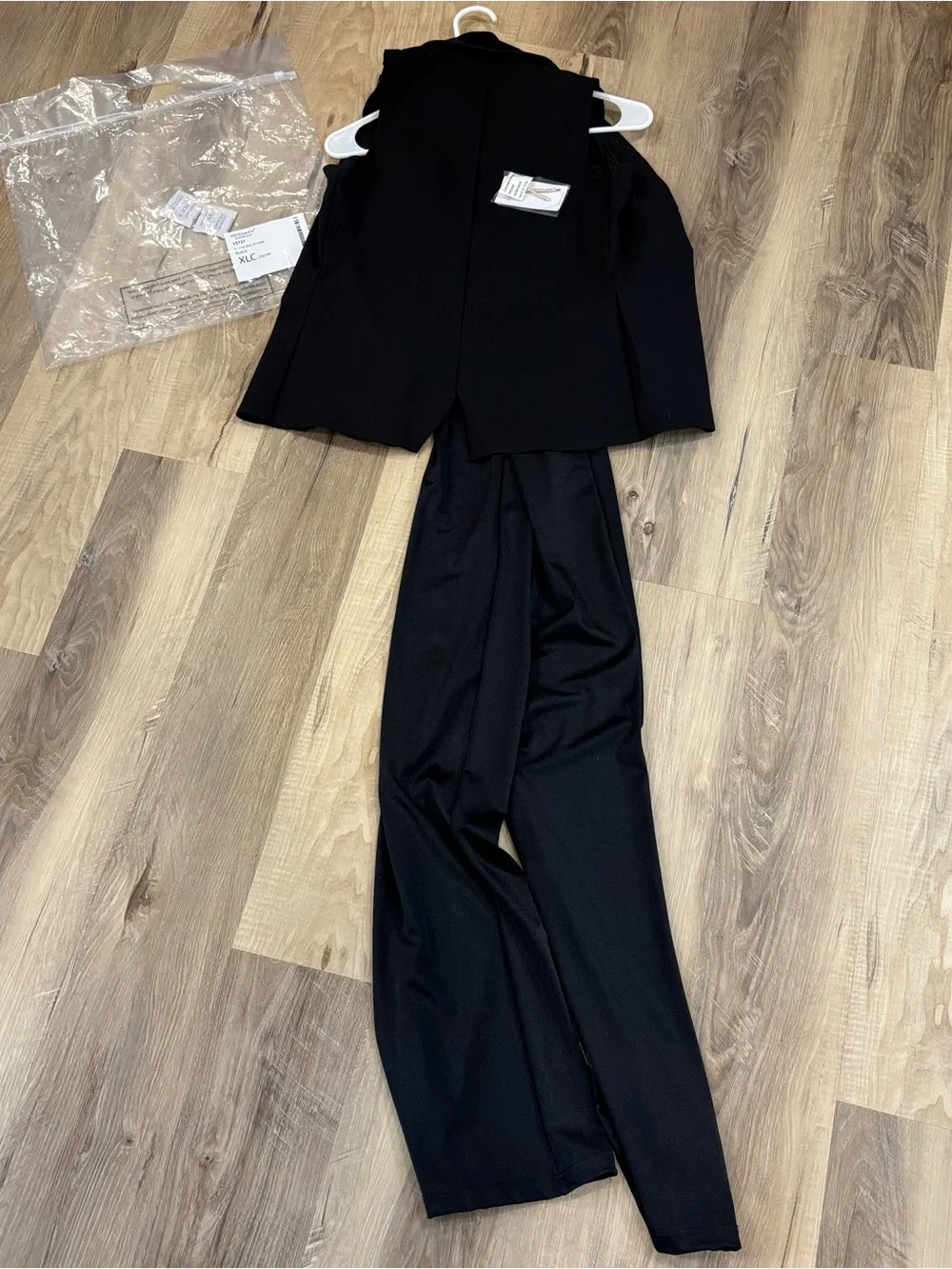 Weissman Black Sequin Bodice Dance Costume with Vest and Wide-Leg Pants XLC